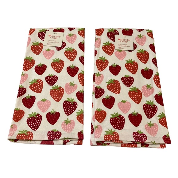 Everyday Living Other - 2 Everyday Living 2-in-1 Dual Kitchen Towels Strawberries 100% Cotton NWT